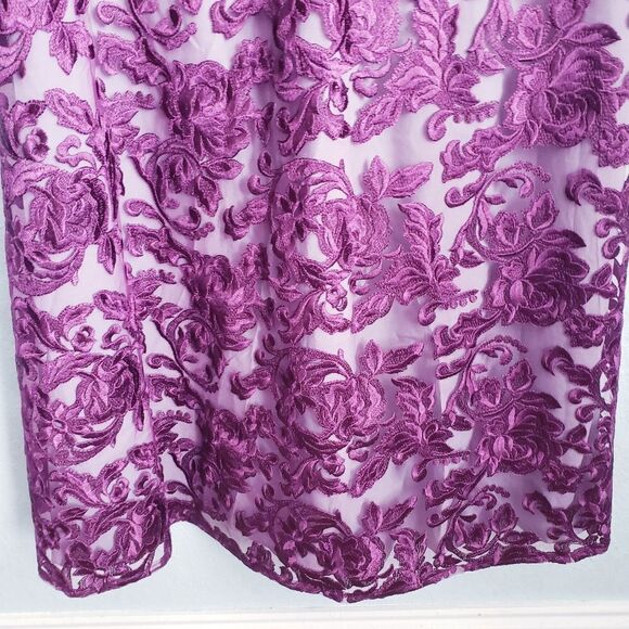 JS Collections Illusion Bateau Neck Embroidered Gown - Picture 4 of 9